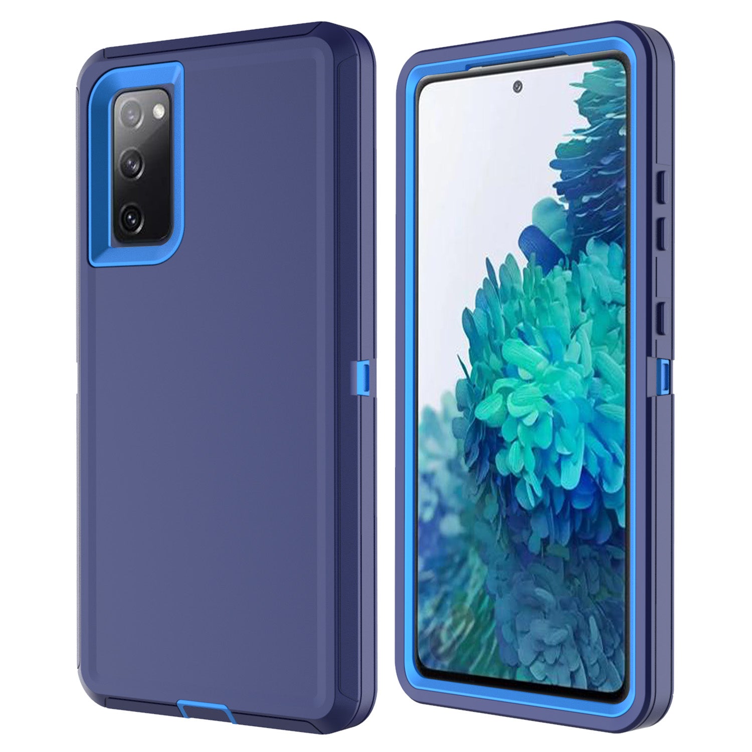 Detachable Shockproof Drop-proof Dust-proof Phone Case for Samsung Galaxy S20 FE/S20 Fan Edition/S20 FE 5G/S20 Fan Edition 5G, PC + TPU Hybrid Cover Shell - Dark Blue/Baby Blue