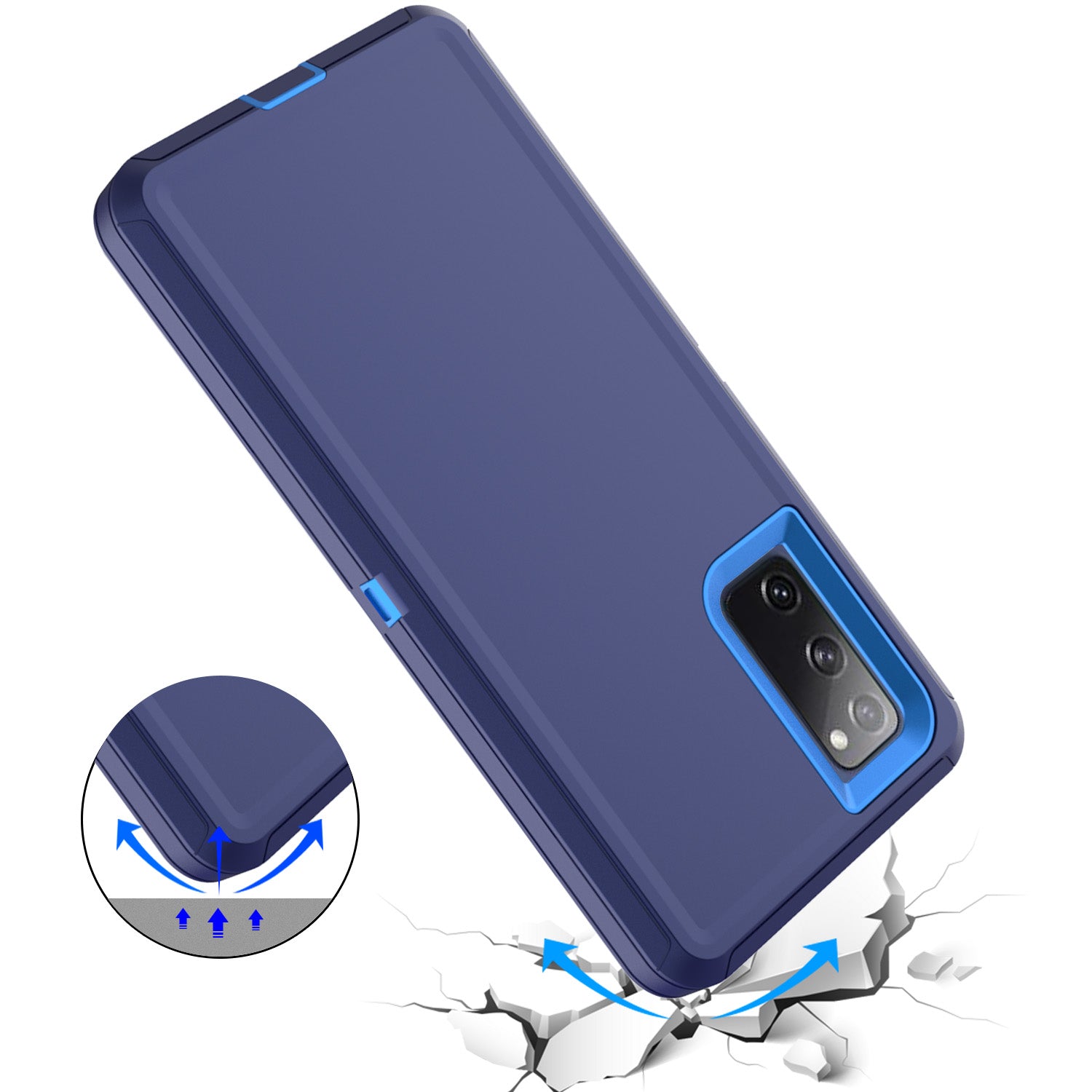 Detachable Shockproof Drop-proof Dust-proof Phone Case for Samsung Galaxy S20 FE/S20 Fan Edition/S20 FE 5G/S20 Fan Edition 5G, PC + TPU Hybrid Cover Shell - Dark Blue/Baby Blue