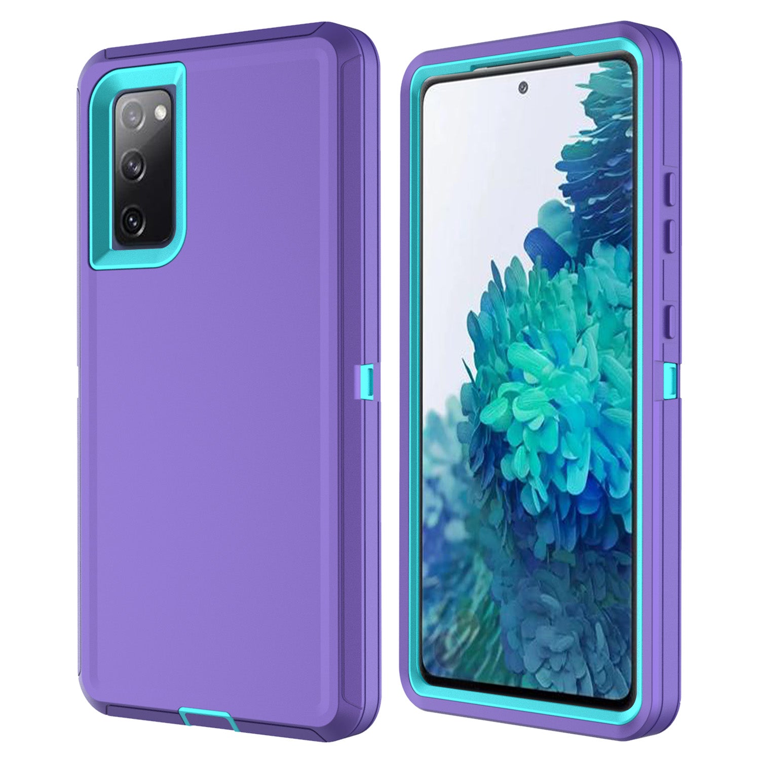 Detachable Shockproof Drop-proof Dust-proof Phone Case for Samsung Galaxy S20 FE/S20 Fan Edition/S20 FE 5G/S20 Fan Edition 5G, PC + TPU Hybrid Cover Shell - Light Purple/Sky Blue