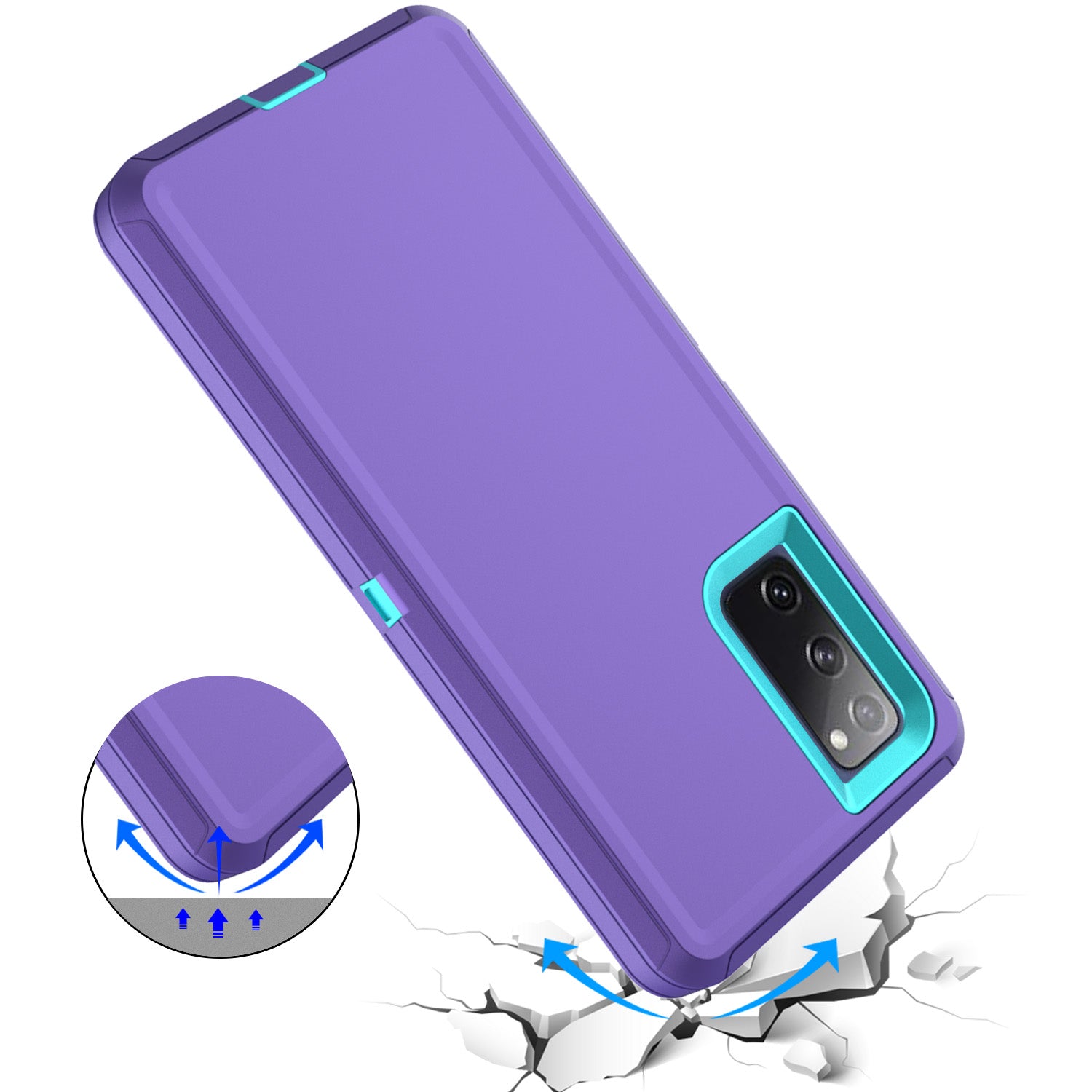 Detachable Shockproof Drop-proof Dust-proof Phone Case for Samsung Galaxy S20 FE/S20 Fan Edition/S20 FE 5G/S20 Fan Edition 5G, PC + TPU Hybrid Cover Shell - Light Purple/Sky Blue