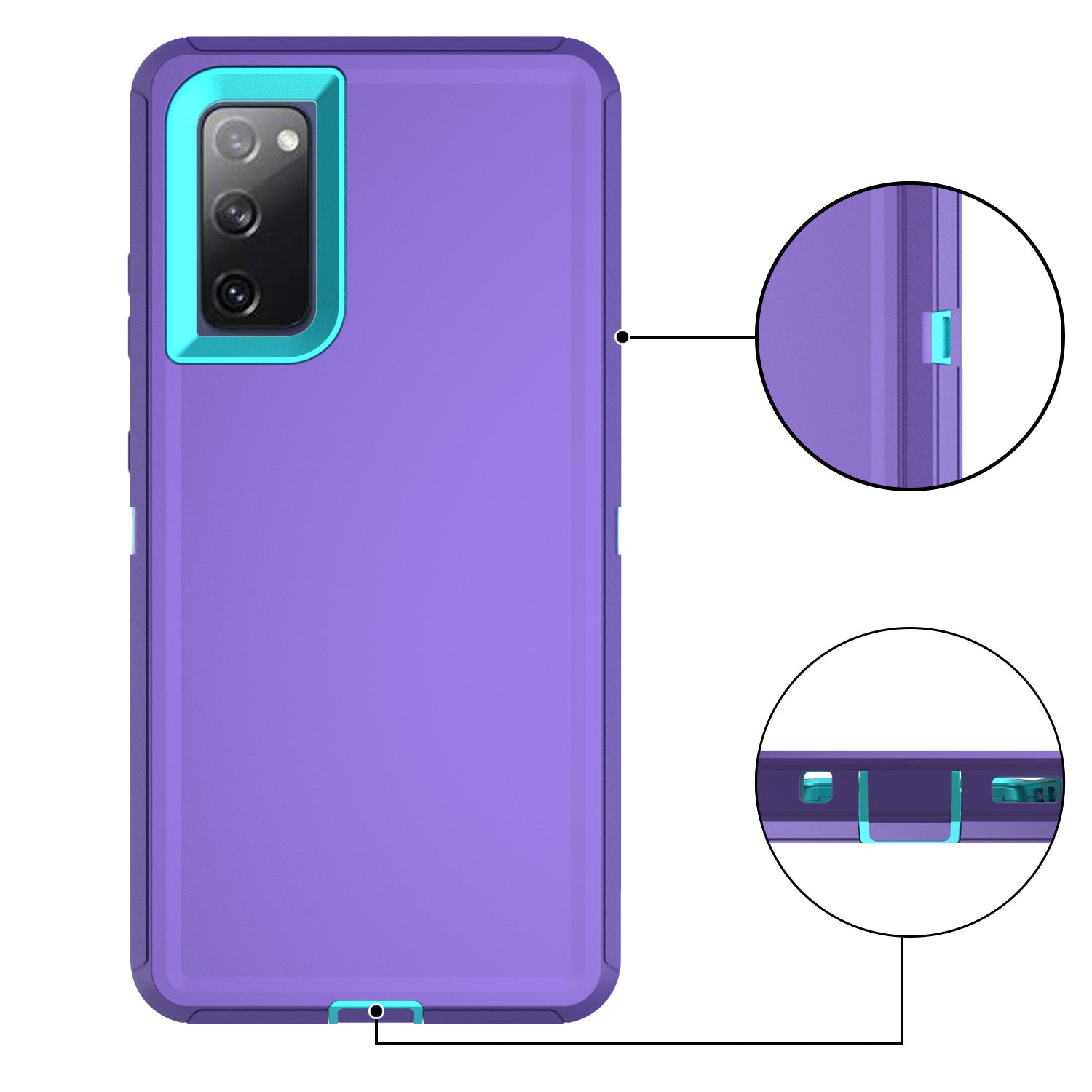 Detachable Shockproof Drop-proof Dust-proof Phone Case for Samsung Galaxy S20 FE/S20 Fan Edition/S20 FE 5G/S20 Fan Edition 5G, PC + TPU Hybrid Cover Shell - Light Purple/Sky Blue