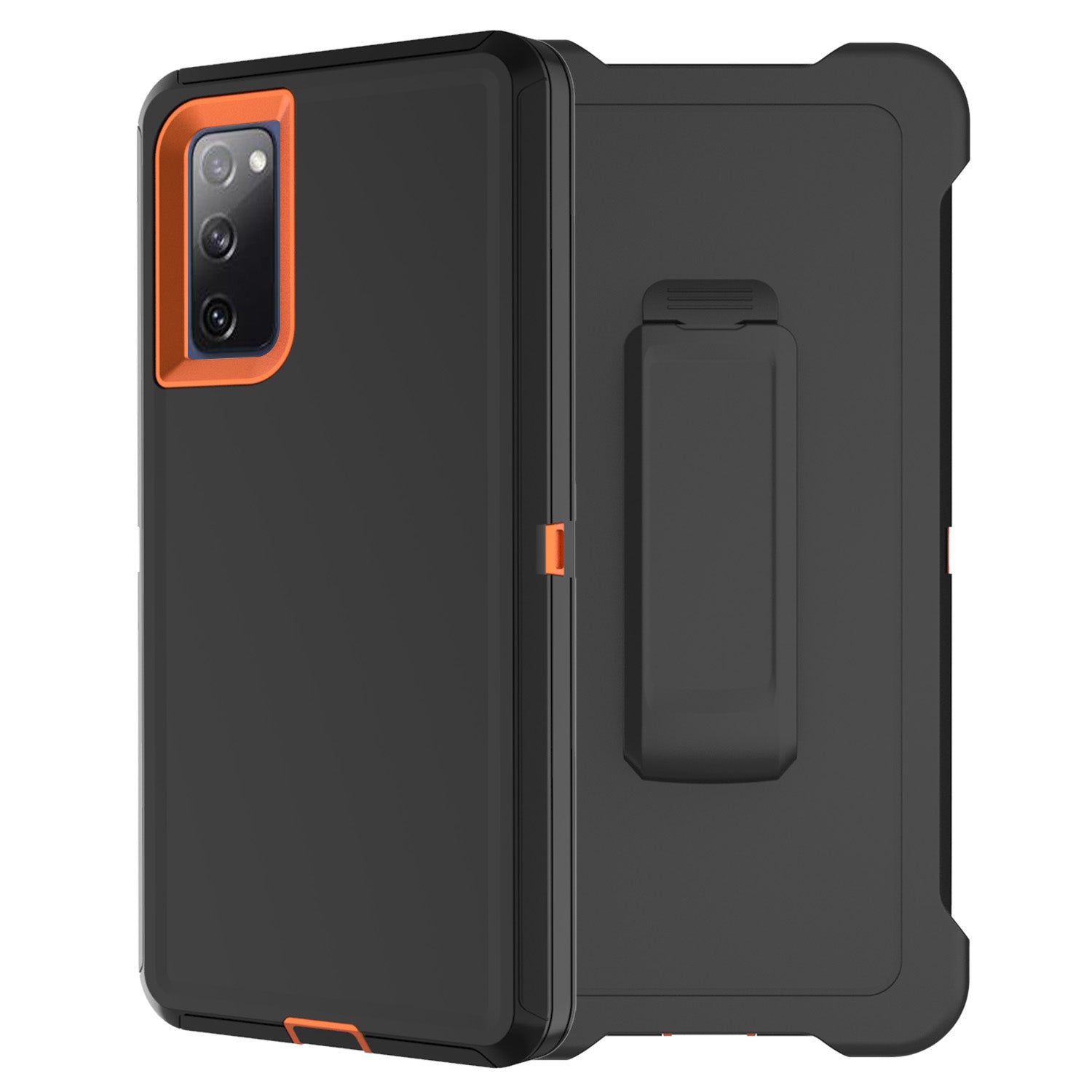 Belt Clip PC TPU Hybrid Case for Samsung Galaxy S20 FE/S20 Fan Edition/S20 FE 5G/S20 Fan Edition 5G - Black/Orange