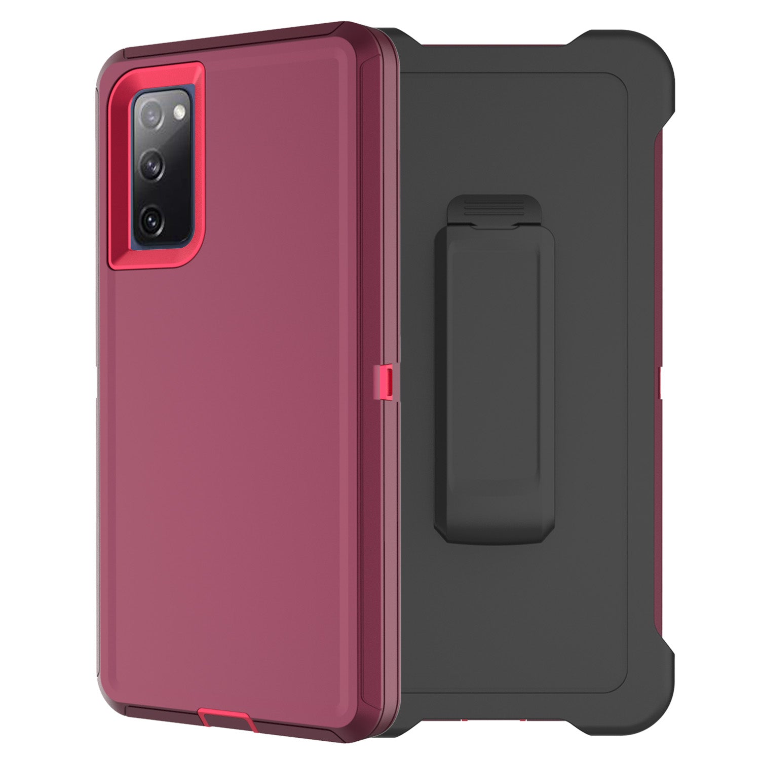 Belt Clip PC TPU Hybrid Case for Samsung Galaxy S20 FE/S20 Fan Edition/S20 FE 5G/S20 Fan Edition 5G - Wine Red/Rose