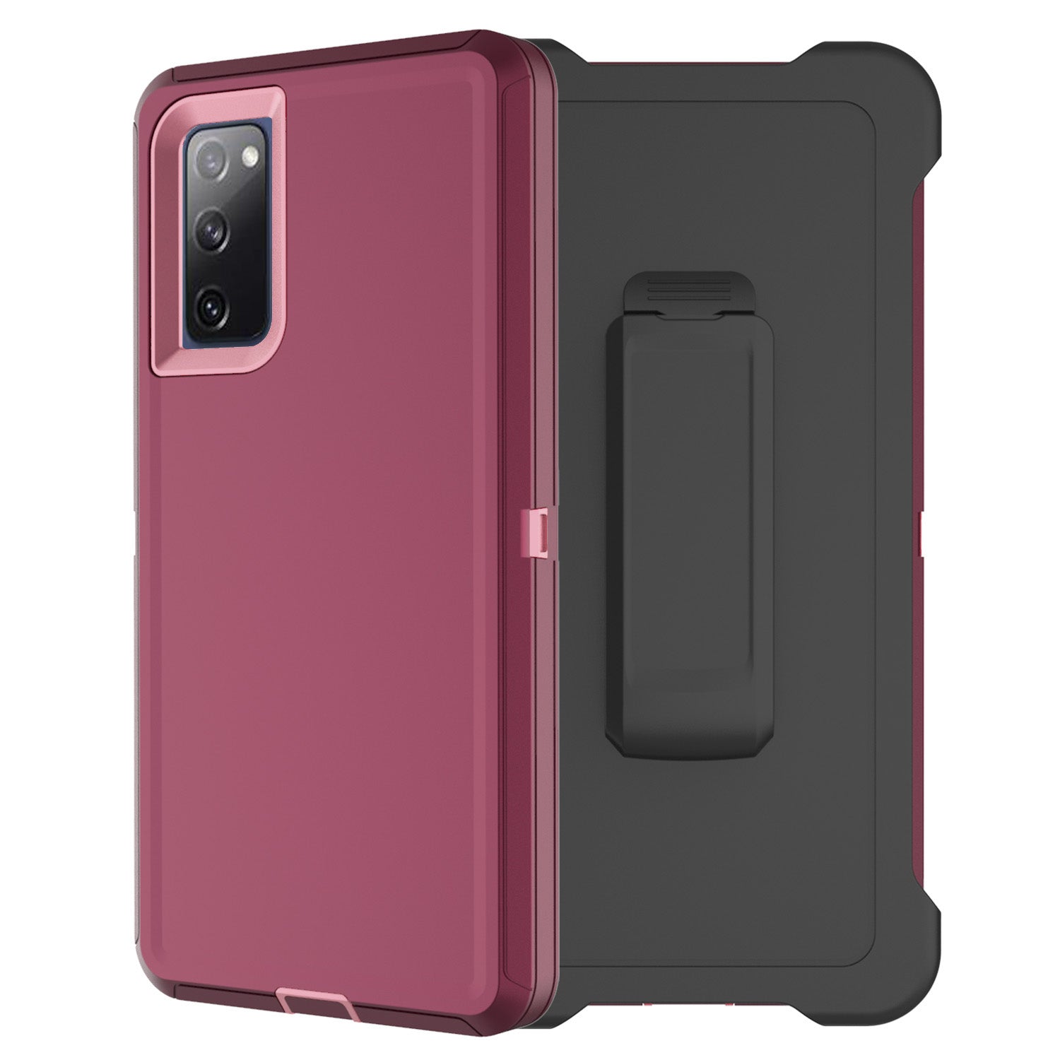 Belt Clip PC TPU Hybrid Case for Samsung Galaxy S20 FE/S20 Fan Edition/S20 FE 5G/S20 Fan Edition 5G - Wine Red/Pink