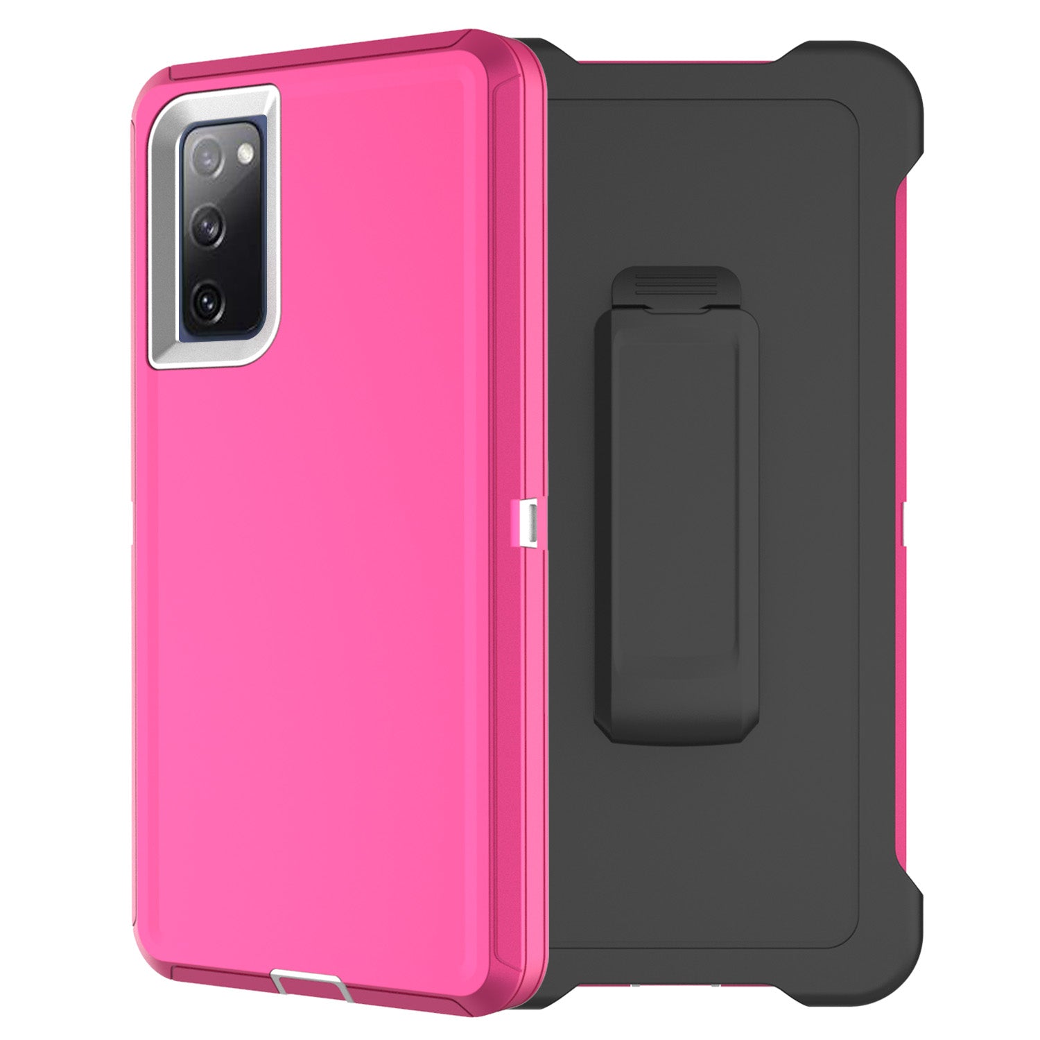 Belt Clip PC TPU Hybrid Case for Samsung Galaxy S20 FE/S20 Fan Edition/S20 FE 5G/S20 Fan Edition 5G - Pink/White