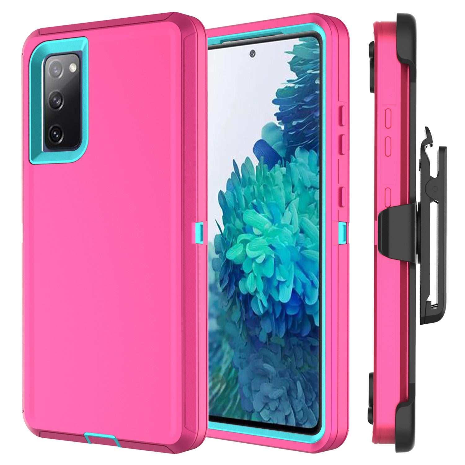 Belt Clip PC TPU Hybrid Case for Samsung Galaxy S20 FE/S20 Fan Edition/S20 FE 5G/S20 Fan Edition 5G - Pink/Sky Blue