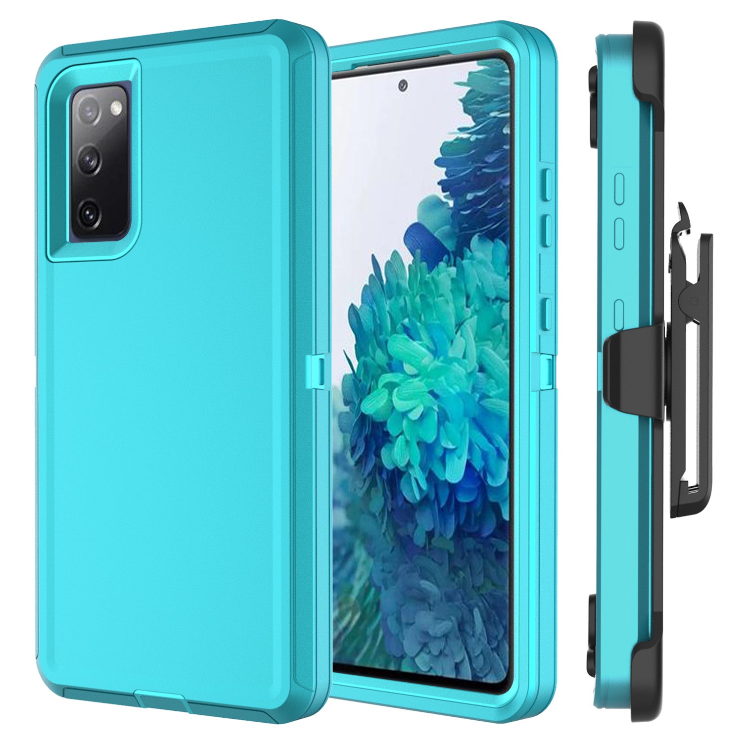 Belt Clip PC TPU Hybrid Case for Samsung Galaxy S20 FE/S20 Fan Edition/S20 FE 5G/S20 Fan Edition 5G - Cyan/Sky Blue