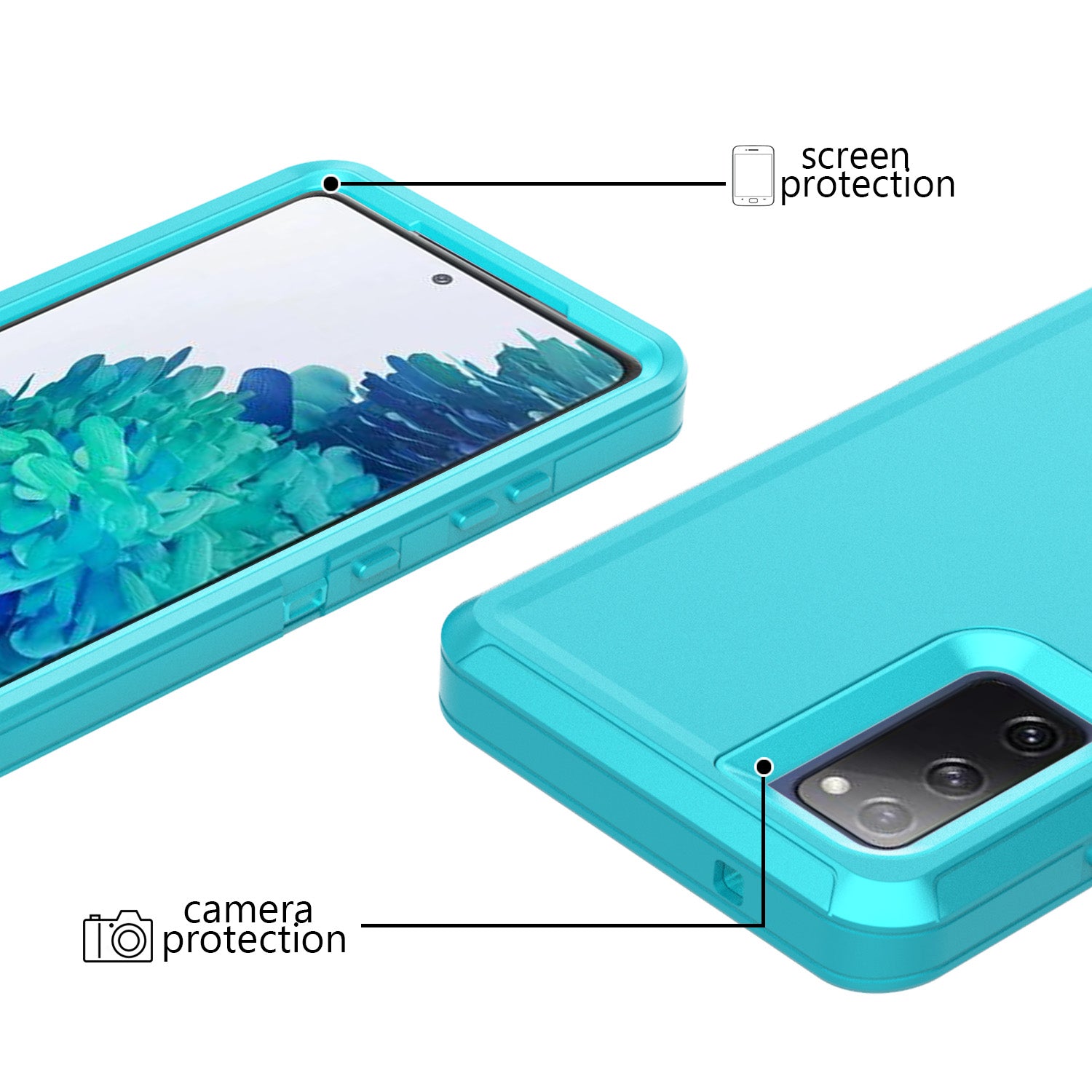 Belt Clip PC TPU Hybrid Case for Samsung Galaxy S20 FE/S20 Fan Edition/S20 FE 5G/S20 Fan Edition 5G - Cyan/Sky Blue