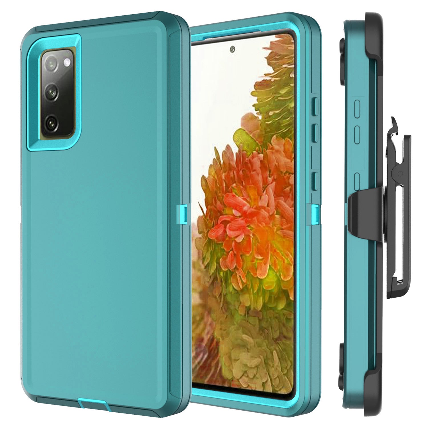 Belt Clip PC TPU Hybrid Case for Samsung Galaxy S20 FE/S20 Fan Edition/S20 FE 5G/S20 Fan Edition 5G - Lake blue/Sky blue