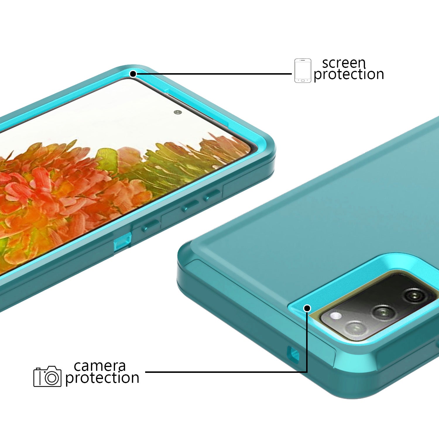 Belt Clip PC TPU Hybrid Case for Samsung Galaxy S20 FE/S20 Fan Edition/S20 FE 5G/S20 Fan Edition 5G - Lake blue/Sky blue