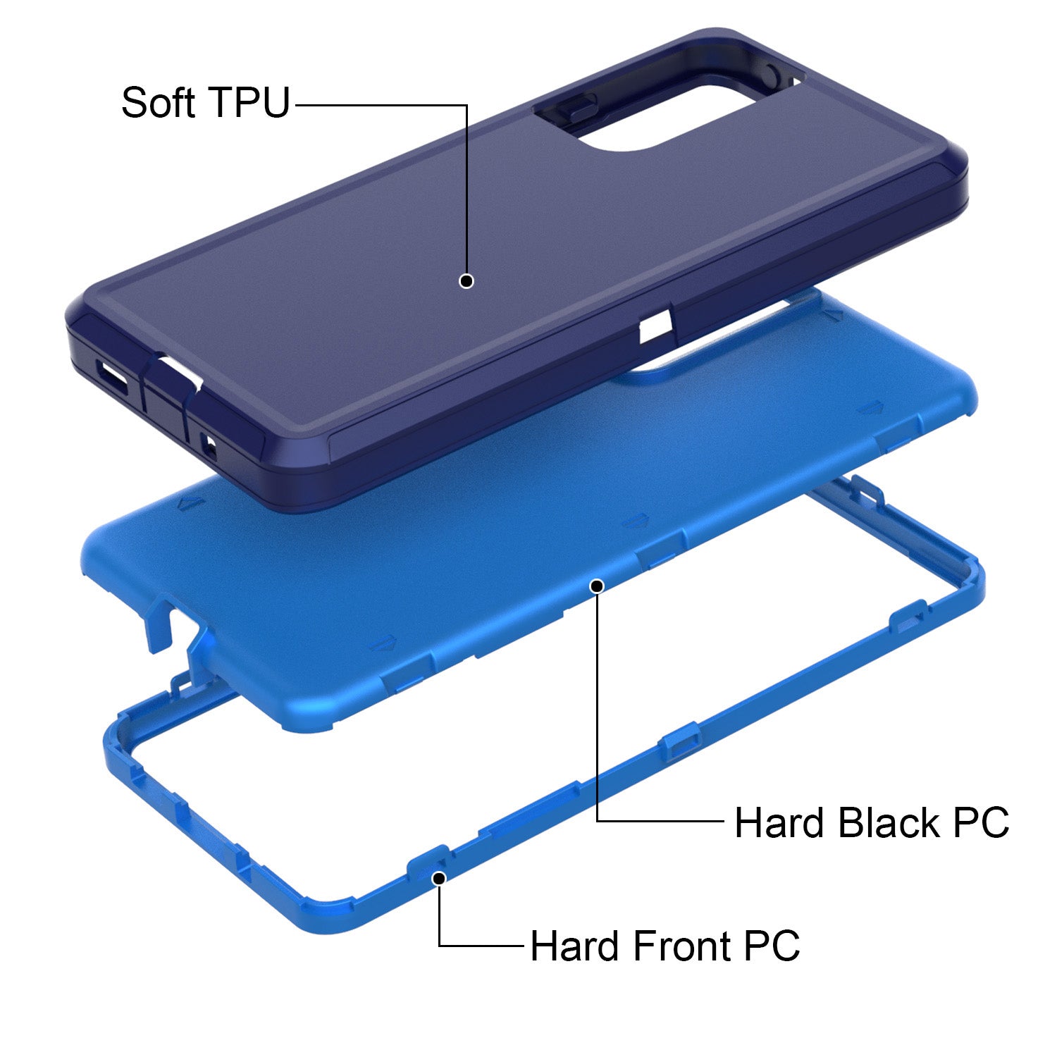 Belt Clip PC TPU Hybrid Case for Samsung Galaxy S20 FE/S20 Fan Edition/S20 FE 5G/S20 Fan Edition 5G - Dark Blue/Baby Blue