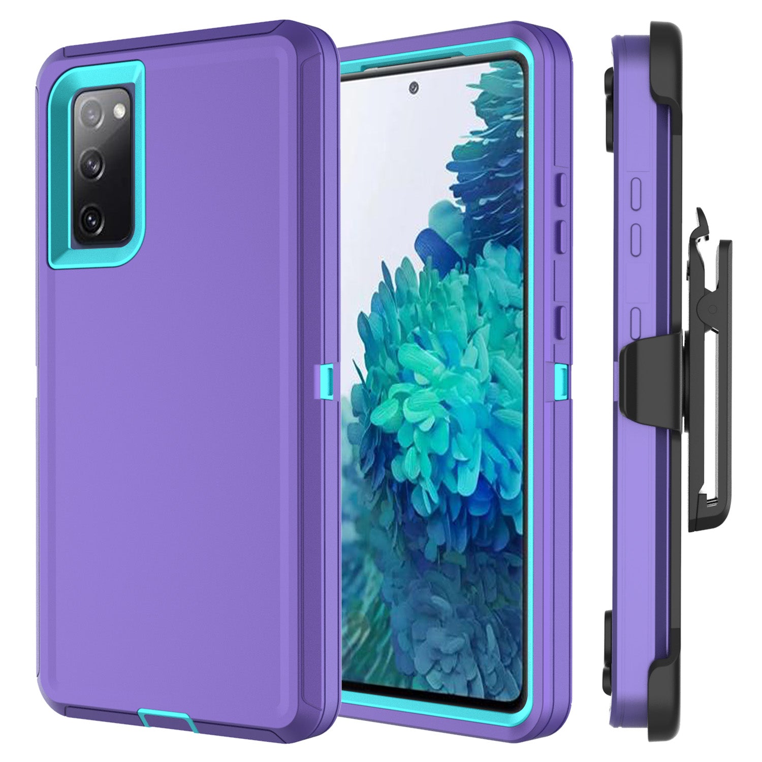 Belt Clip PC TPU Hybrid Case for Samsung Galaxy S20 FE/S20 Fan Edition/S20 FE 5G/S20 Fan Edition 5G - Light Purple/Sky Blue