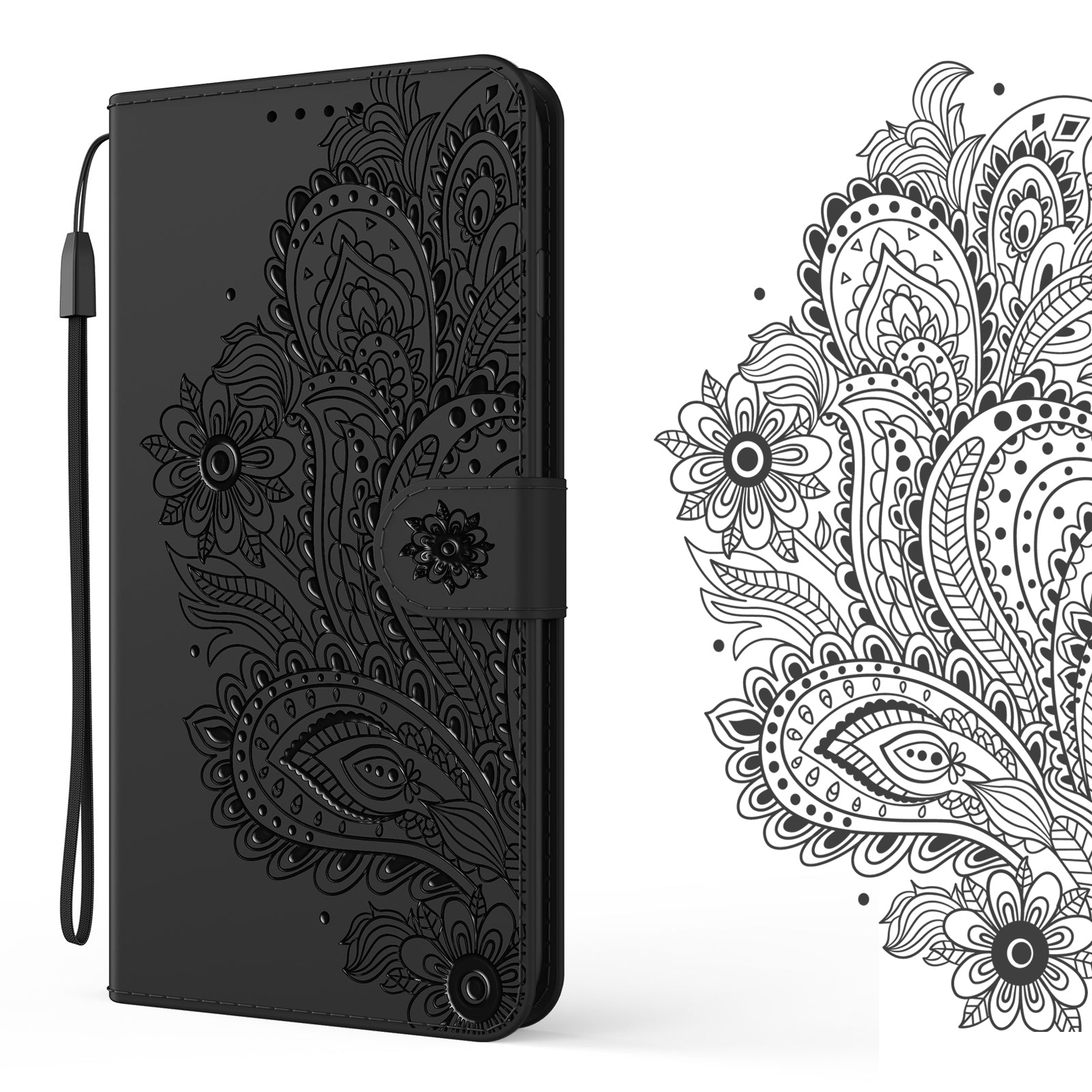 Phoenix Imprinting Leather Wallet Stand Phone Protective Shell for Samsung Galaxy S20 FE/S20 FE 5G/S20 Lite/S20 FE 2022 - Black