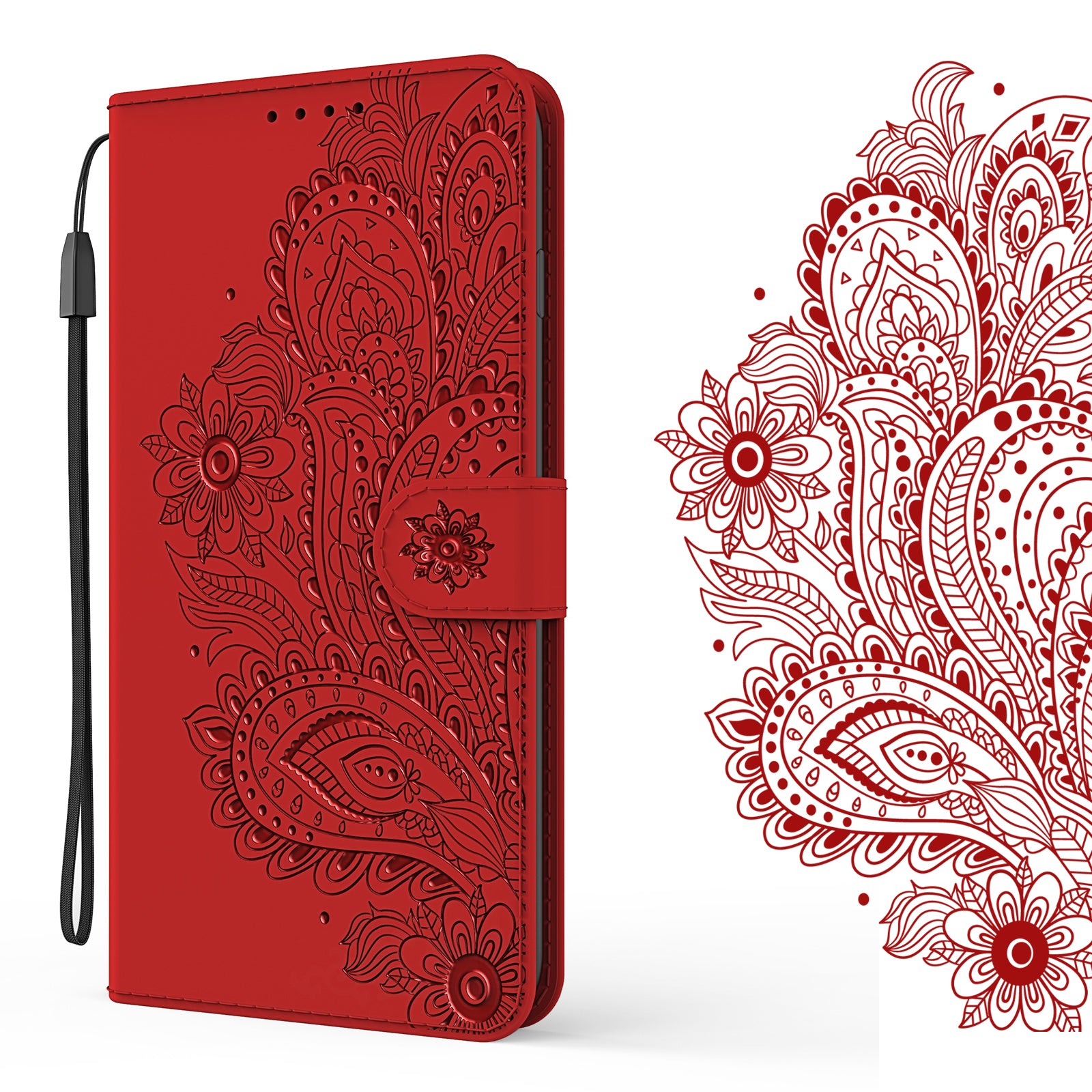 Phoenix Imprinting Leather Wallet Stand Phone Protective Shell for Samsung Galaxy S20 FE/S20 FE 5G/S20 Lite/S20 FE 2022 - Red