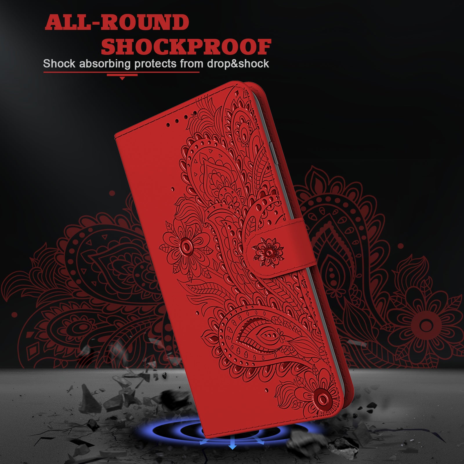 Phoenix Imprinting Leather Wallet Stand Phone Protective Shell for Samsung Galaxy S20 FE/S20 FE 5G/S20 Lite/S20 FE 2022 - Red