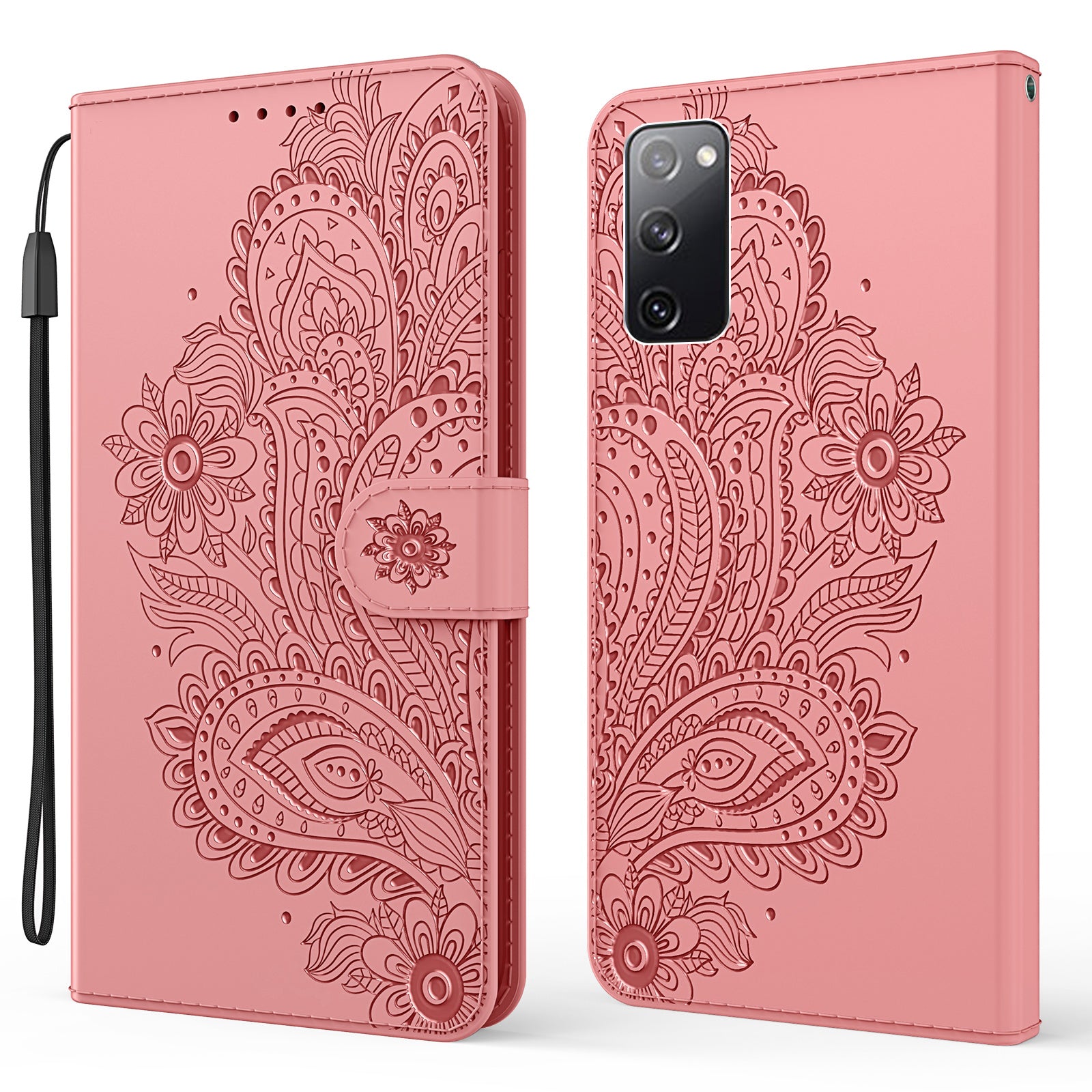 Phoenix Imprinting Leather Wallet Stand Phone Protective Shell for Samsung Galaxy S20 FE/S20 FE 5G/S20 Lite/S20 FE 2022 - Pink