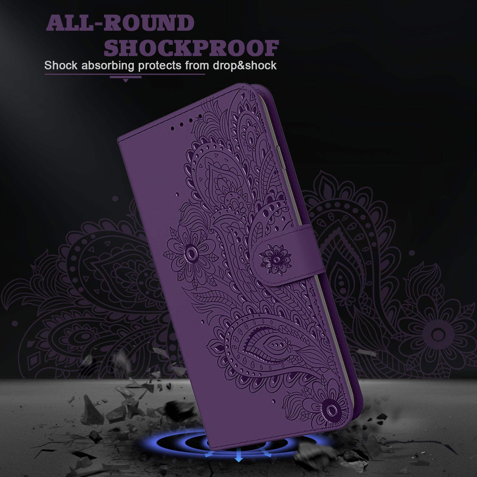 Phoenix Imprinting Leather Wallet Stand Phone Protective Shell for Samsung Galaxy S20 FE/S20 FE 5G/S20 Lite/S20 FE 2022 - Purple