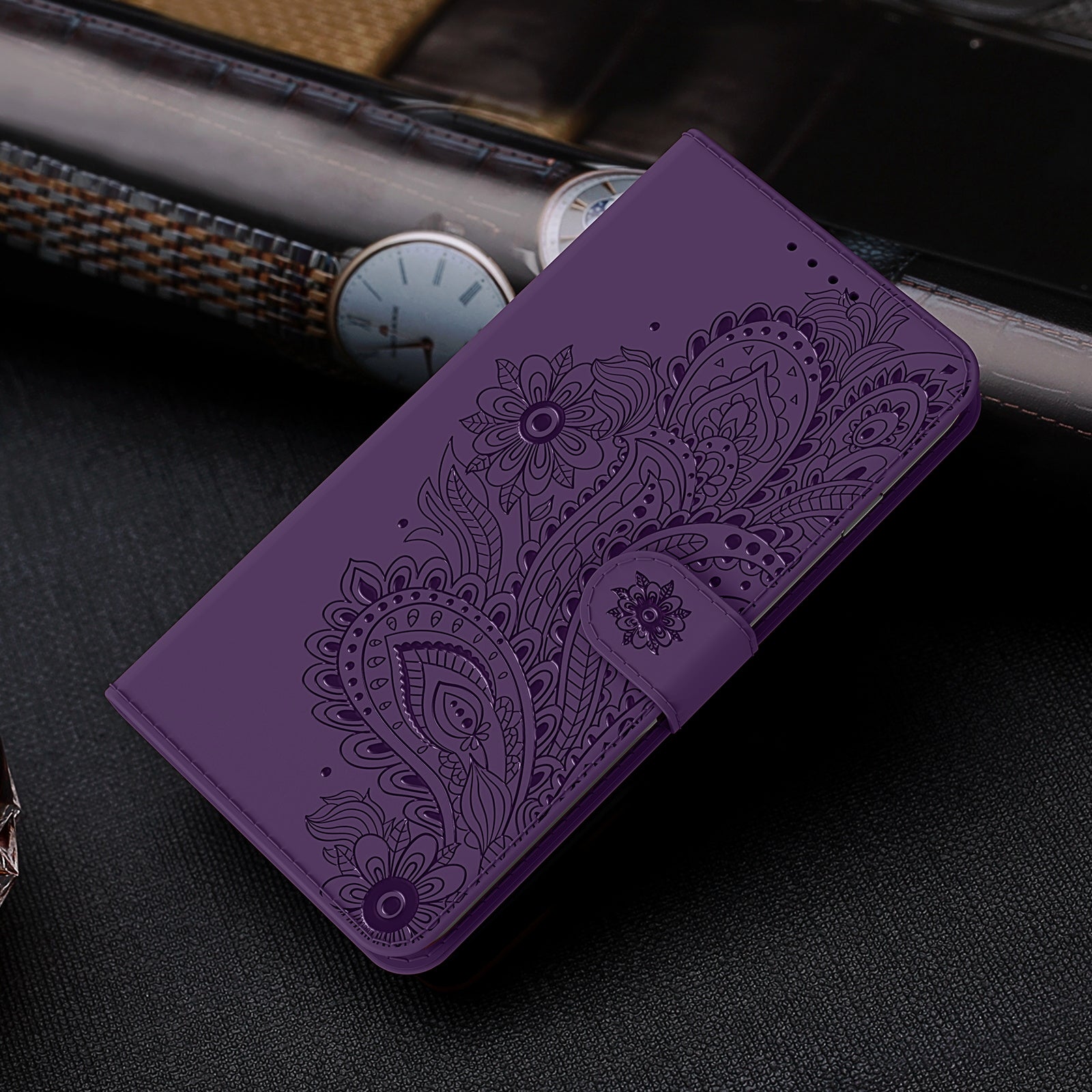 Phoenix Imprinting Leather Wallet Stand Phone Protective Shell for Samsung Galaxy S20 FE/S20 FE 5G/S20 Lite/S20 FE 2022 - Purple