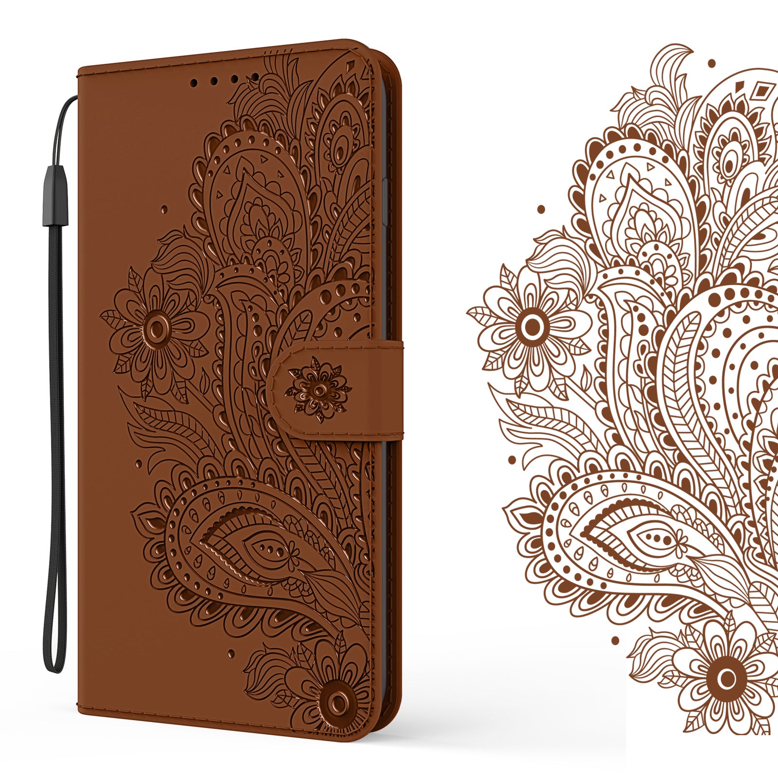 Phoenix Imprinting Leather Wallet Stand Phone Protective Shell for Samsung Galaxy S20 FE/S20 FE 5G/S20 Lite/S20 FE 2022 - Brown