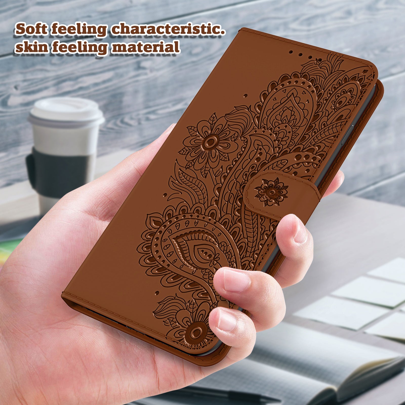 Phoenix Imprinting Leather Wallet Stand Phone Protective Shell for Samsung Galaxy S20 FE/S20 FE 5G/S20 Lite/S20 FE 2022 - Brown