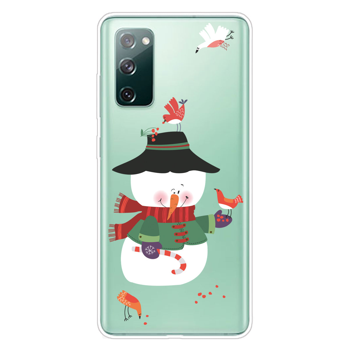 Christmas Theme Pattern Printing TPU Case for Samsung Galaxy S20 FE/S20 Fan Edition/S20 FE 5G/S20 Fan Edition 5G - Snowman and Birds