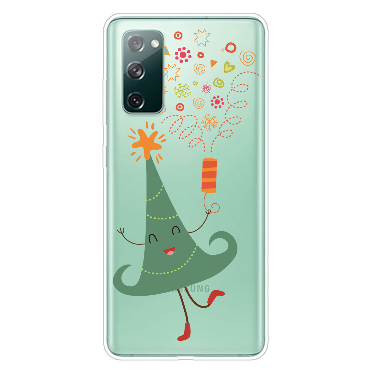 Christmas Theme Pattern Printing TPU Case for Samsung Galaxy S20 FE/S20 Fan Edition/S20 FE 5G/S20 Fan Edition 5G - Christmas Tree Setting off Fireworks