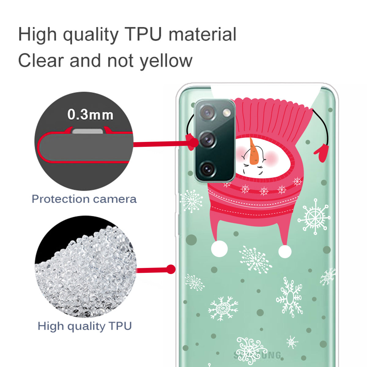 Christmas Theme Pattern Printing TPU Case for Samsung Galaxy S20 FE/S20 Fan Edition/S20 FE 5G/S20 Fan Edition 5G - Snowman and Snowflakes