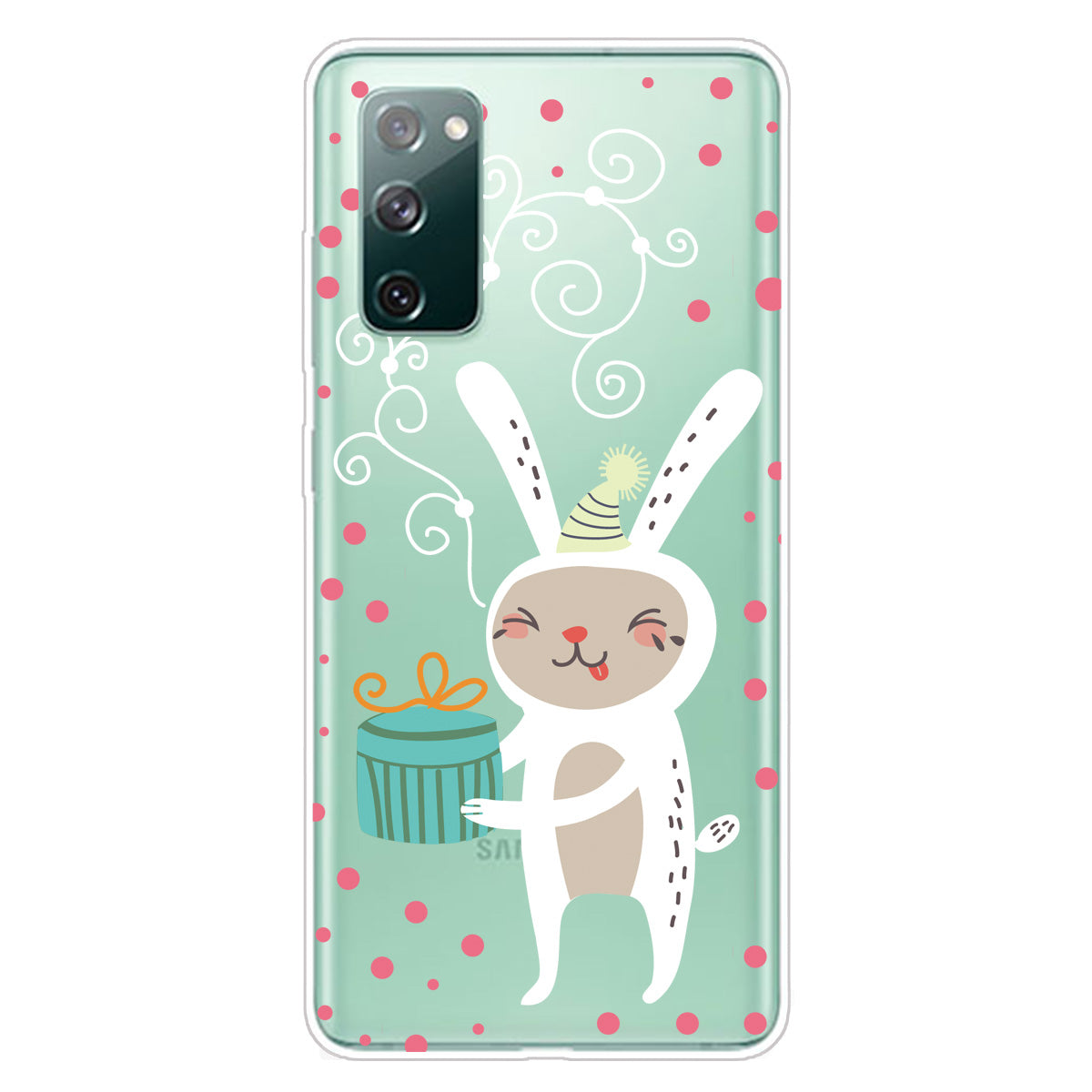 Christmas Theme Pattern Printing TPU Case for Samsung Galaxy S20 FE/S20 Fan Edition/S20 FE 5G/S20 Fan Edition 5G - Bunny with Present