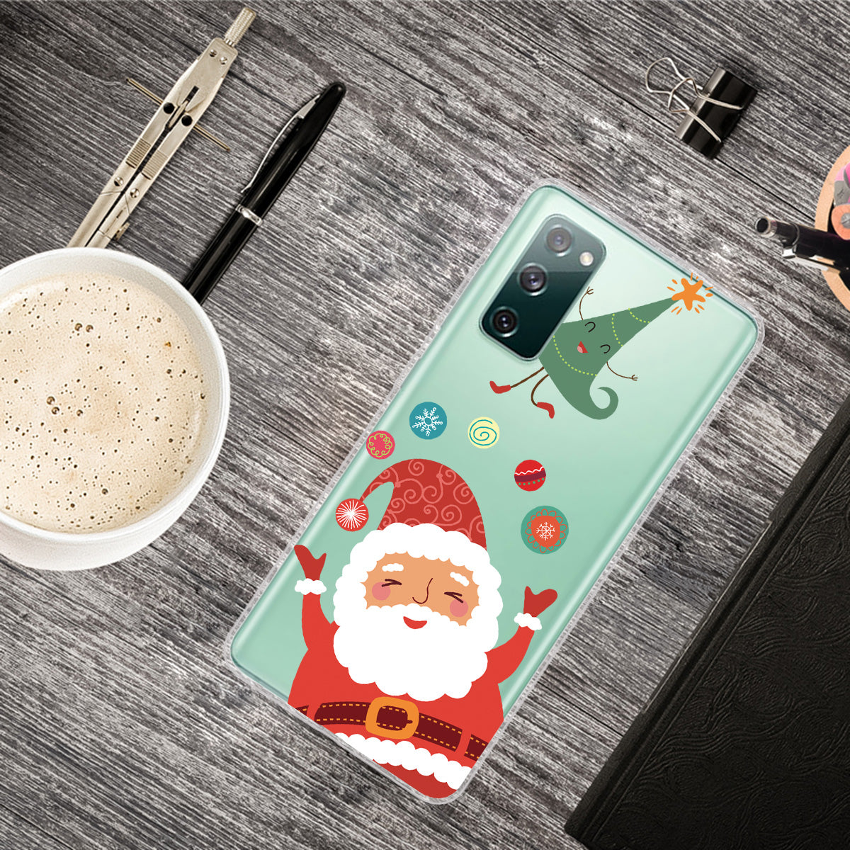 Christmas Theme Pattern Printing TPU Case for Samsung Galaxy S20 FE/S20 Fan Edition/S20 FE 5G/S20 Fan Edition 5G - Santa and Tree