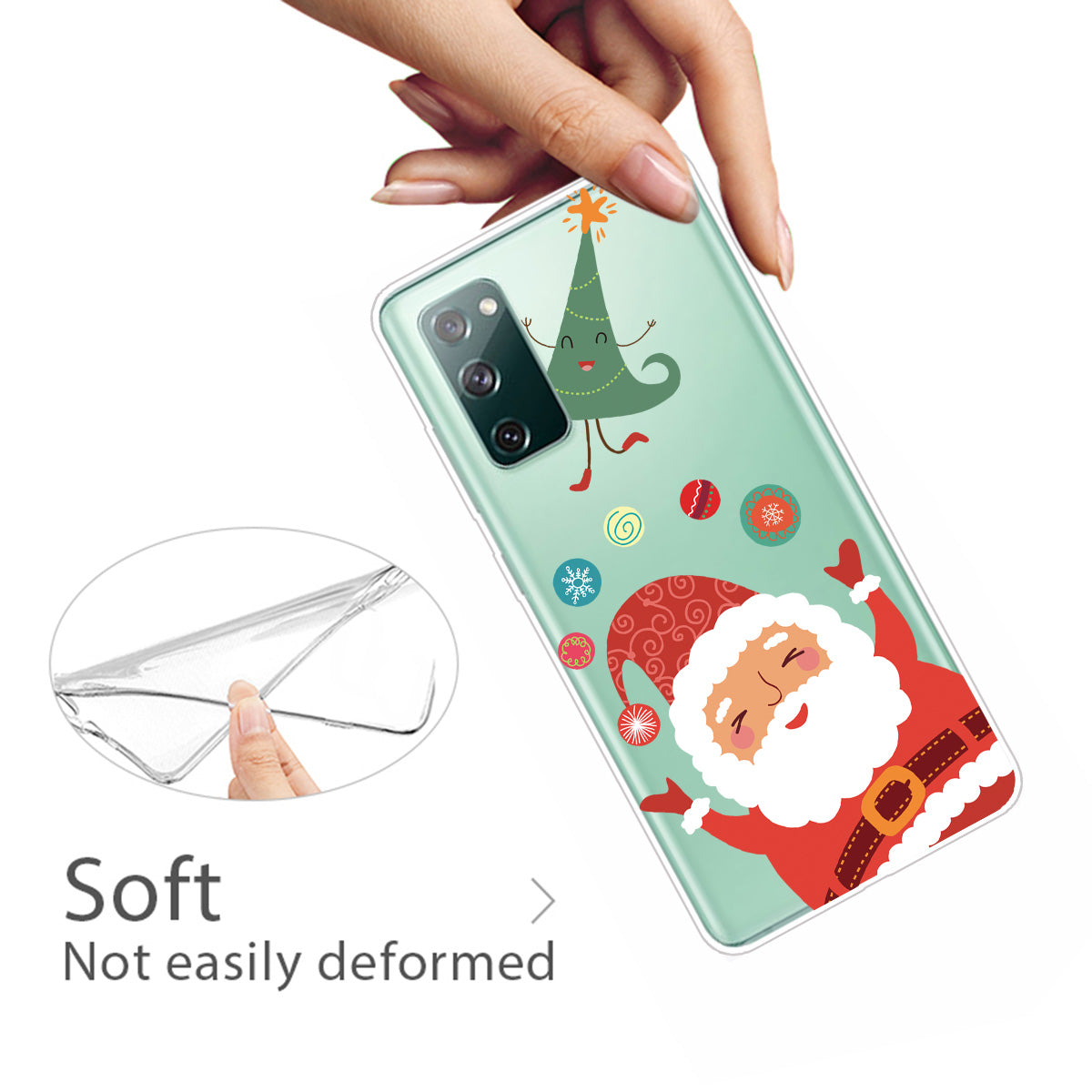 Christmas Theme Pattern Printing TPU Case for Samsung Galaxy S20 FE/S20 Fan Edition/S20 FE 5G/S20 Fan Edition 5G - Santa and Tree