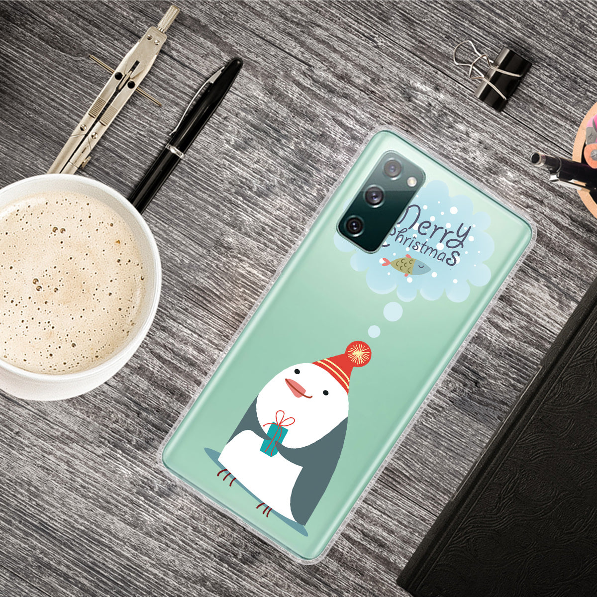 Christmas Theme Pattern Printing TPU Case for Samsung Galaxy S20 FE/S20 Fan Edition/S20 FE 5G/S20 Fan Edition 5G - Penguin Wants Fish