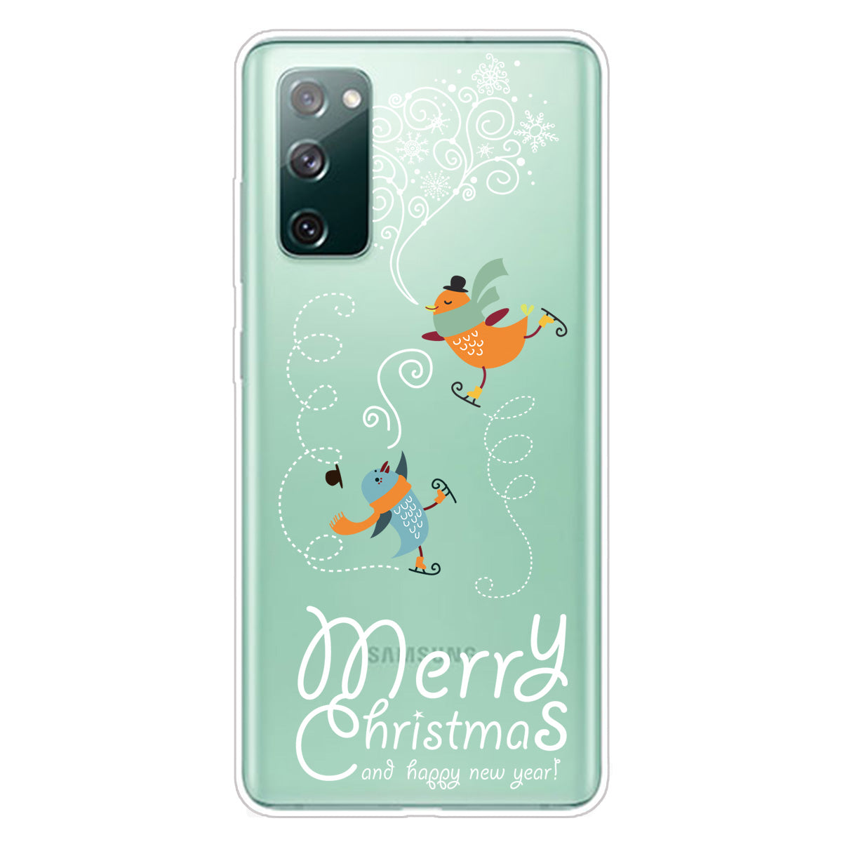 Christmas Theme Pattern Printing TPU Case for Samsung Galaxy S20 FE/S20 Fan Edition/S20 FE 5G/S20 Fan Edition 5G - Skiing Birds