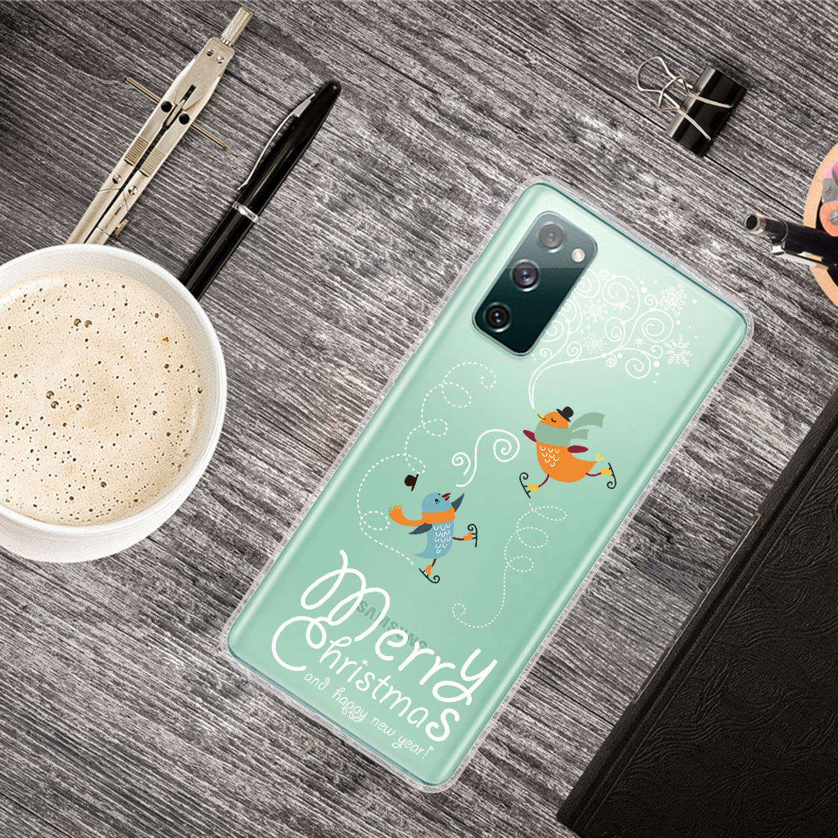 Christmas Theme Pattern Printing TPU Case for Samsung Galaxy S20 FE/S20 Fan Edition/S20 FE 5G/S20 Fan Edition 5G - Skiing Birds