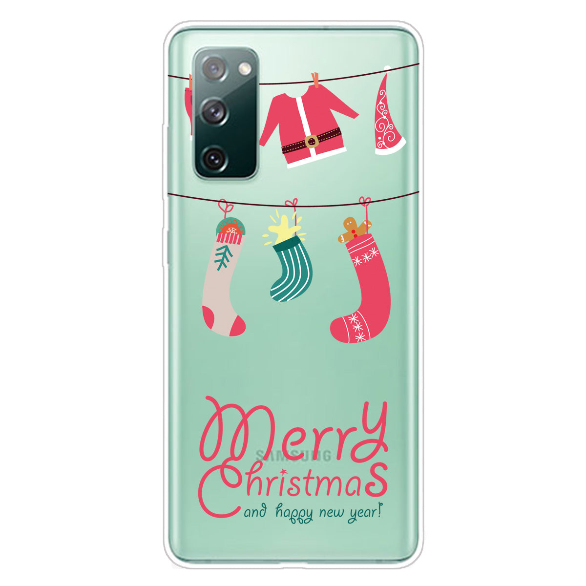 Christmas Theme Pattern Printing TPU Case for Samsung Galaxy S20 FE/S20 Fan Edition/S20 FE 5G/S20 Fan Edition 5G - Santa Outfit and Socks