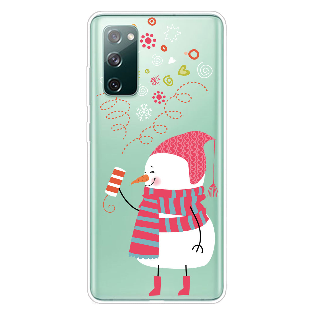 Christmas Theme Pattern Printing TPU Case for Samsung Galaxy S20 FE/S20 Fan Edition/S20 FE 5G/S20 Fan Edition 5G - Snowman Setting off Fireworks