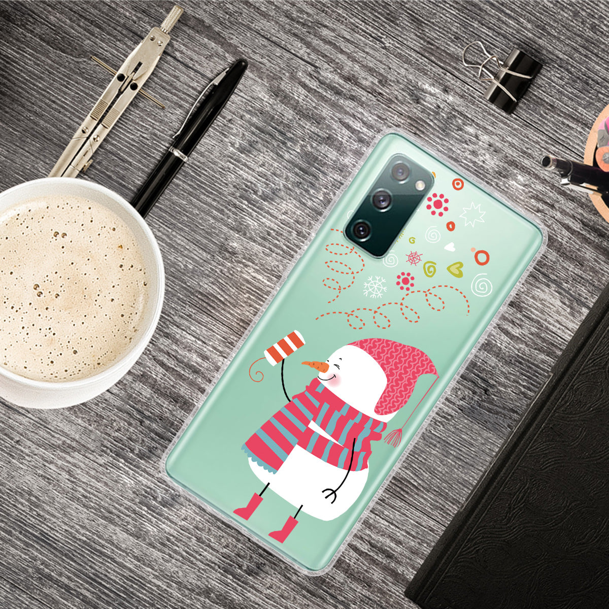 Christmas Theme Pattern Printing TPU Case for Samsung Galaxy S20 FE/S20 Fan Edition/S20 FE 5G/S20 Fan Edition 5G - Snowman Setting off Fireworks