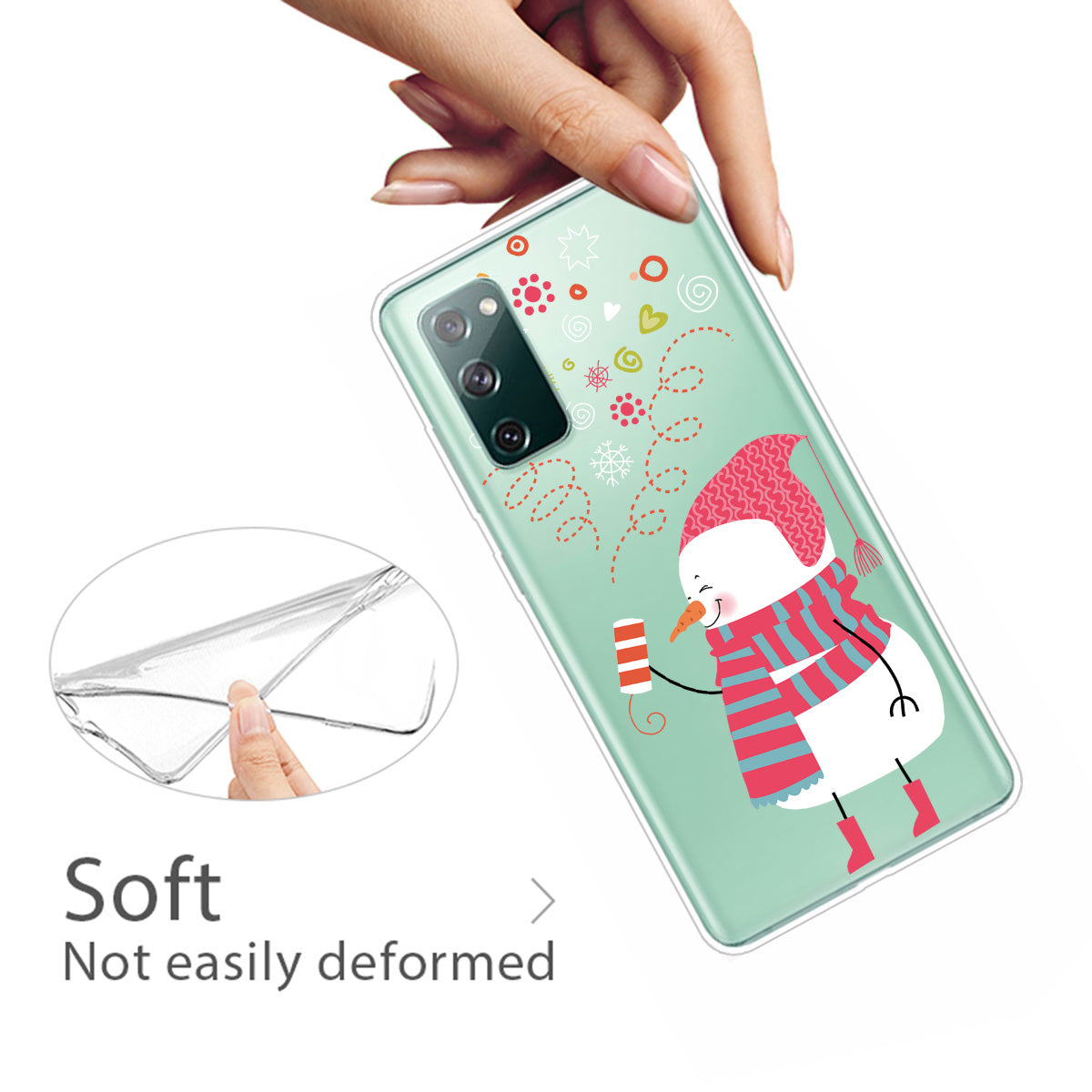 Christmas Theme Pattern Printing TPU Case for Samsung Galaxy S20 FE/S20 Fan Edition/S20 FE 5G/S20 Fan Edition 5G - Snowman Setting off Fireworks