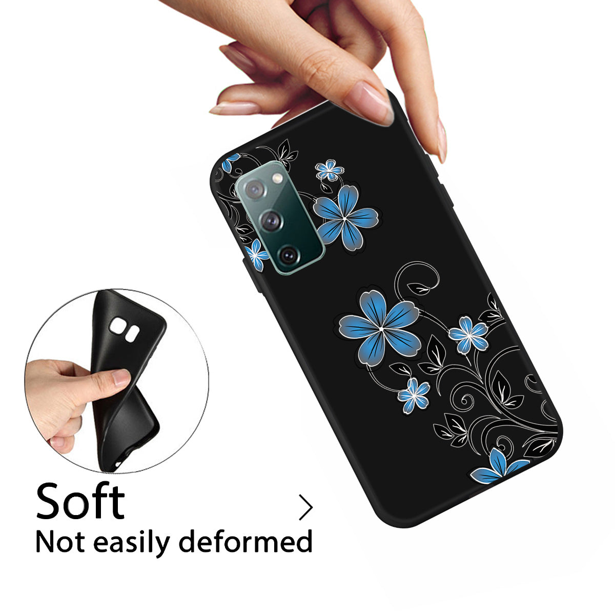 Pattern Printing TPU Shell Case Cover for Samsung Galaxy S20 FE/S20 FE 5G/S20 Lite/S20 FE 2022 - Blue Flower