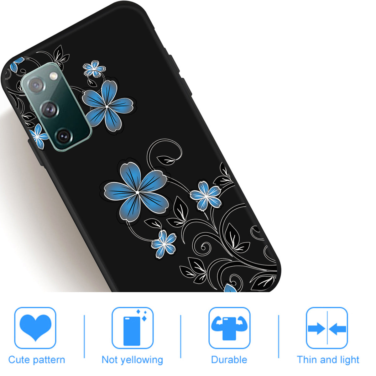 Pattern Printing TPU Shell Case Cover for Samsung Galaxy S20 FE/S20 FE 5G/S20 Lite/S20 FE 2022 - Blue Flower