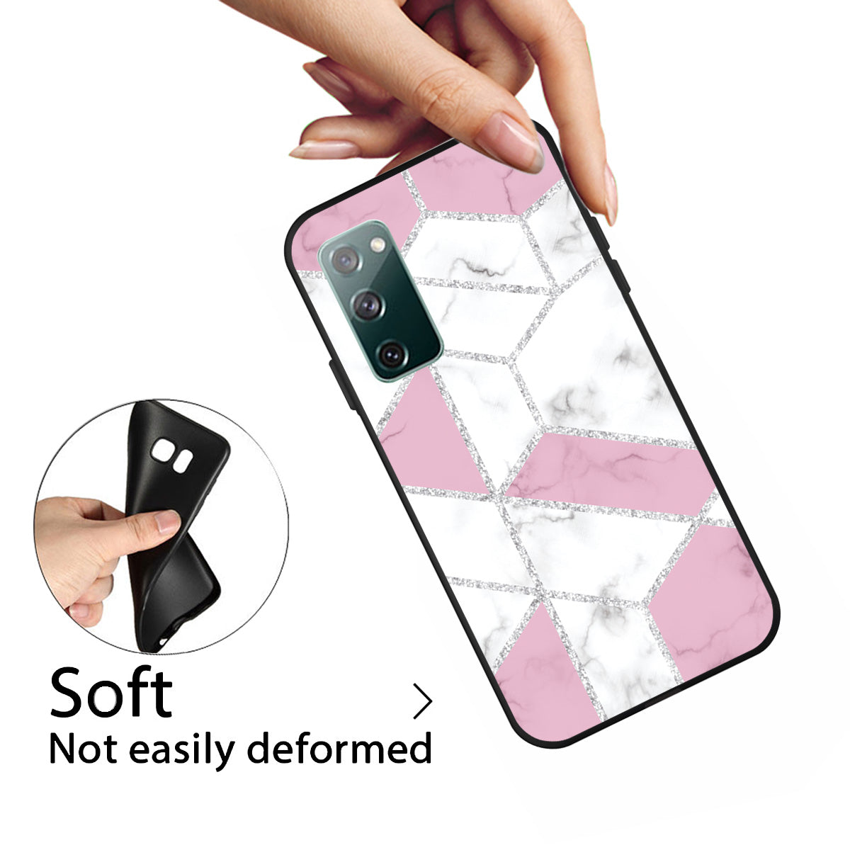 Matte Black TPU Case for Samsung Galaxy S20 FE/S20 FE 5G/S20 Lite/S20 FE 2022 Fashion Marble Texture - Style C