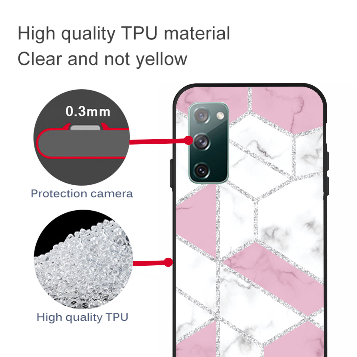 Matte Black TPU Case for Samsung Galaxy S20 FE/S20 FE 5G/S20 Lite/S20 FE 2022 Fashion Marble Texture - Style C