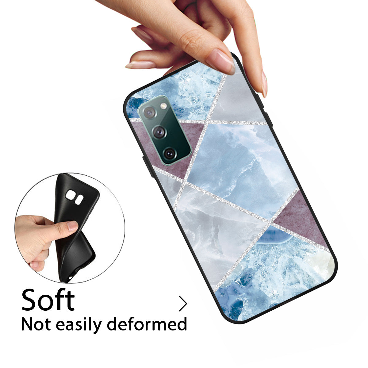 Matte Black TPU Case for Samsung Galaxy S20 FE/S20 FE 5G/S20 Lite/S20 FE 2022 Fashion Marble Texture - Style D