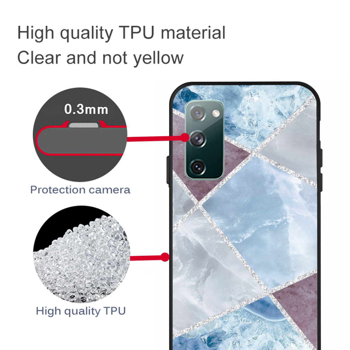 Matte Black TPU Case for Samsung Galaxy S20 FE/S20 FE 5G/S20 Lite/S20 FE 2022 Fashion Marble Texture - Style D