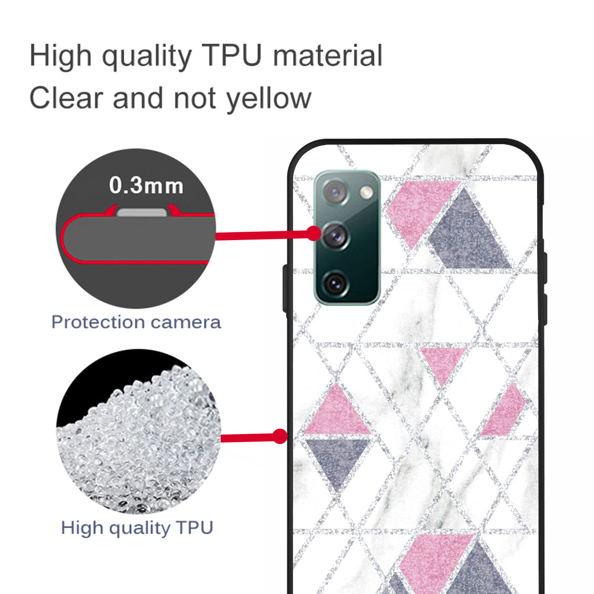 Matte Black TPU Case for Samsung Galaxy S20 FE/S20 FE 5G/S20 Lite/S20 FE 2022 Fashion Marble Texture - Style H