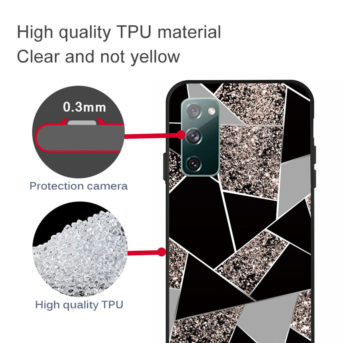 Matte Black TPU Case for Samsung Galaxy S20 FE/S20 FE 5G/S20 Lite/S20 FE 2022 Fashion Marble Texture - Style J