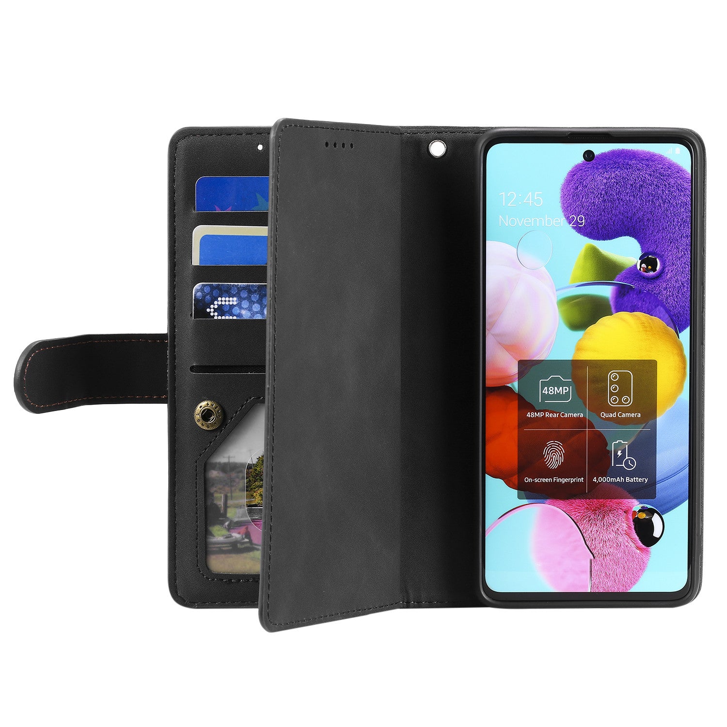 Zipper Pocket 9 Card Slots Leather Wallet Case for Samsung Galaxy S20 FE/S20 FE 5G/S20 Lite/S20 FE 2022 - Black