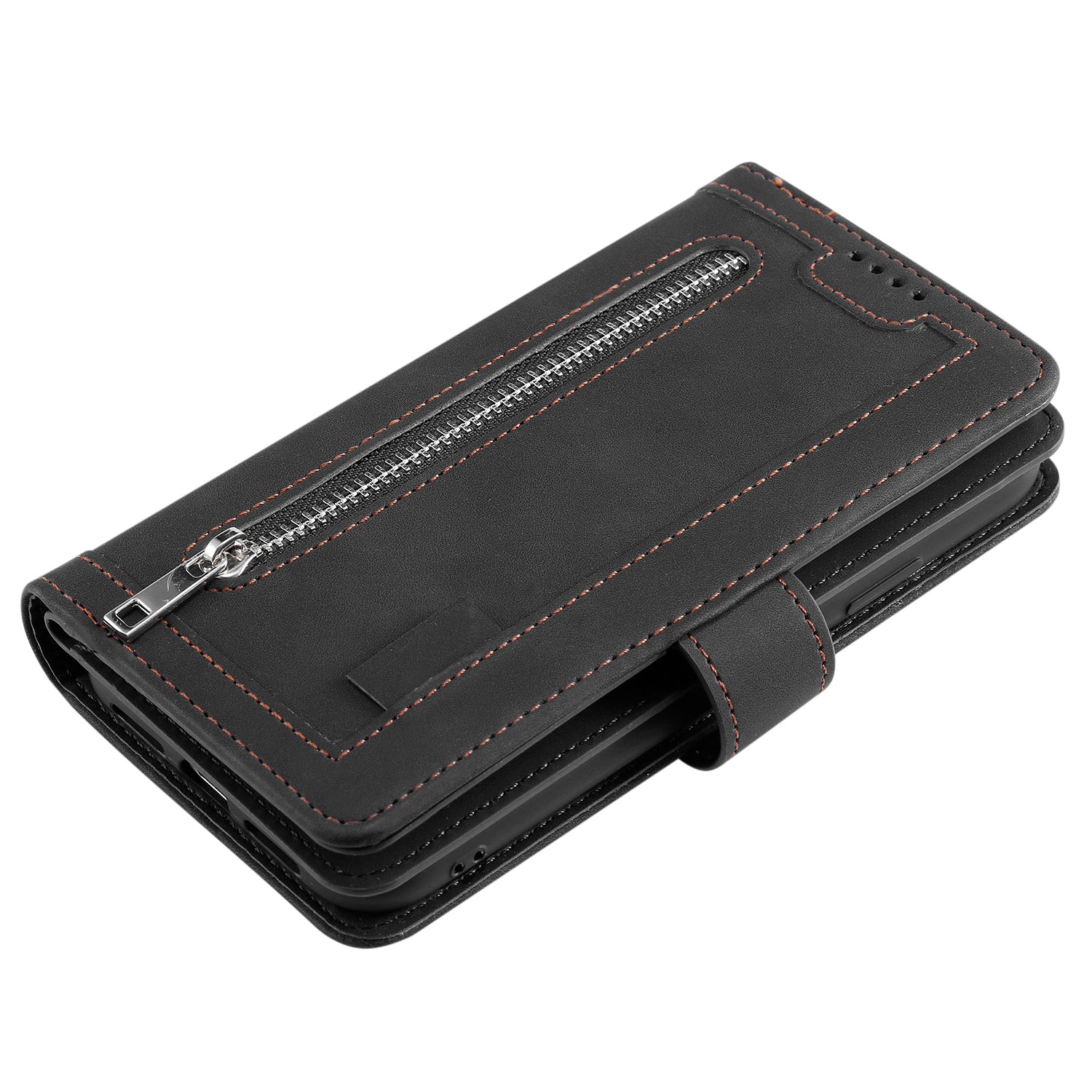 Zipper Pocket 9 Card Slots Leather Wallet Case for Samsung Galaxy S20 FE/S20 FE 5G/S20 Lite/S20 FE 2022 - Black