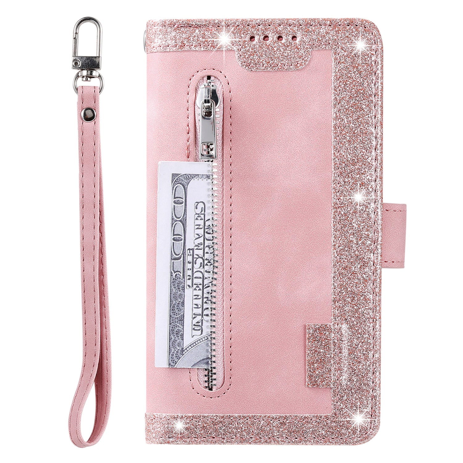 Zipper Pocket 9 Card Slots Leather Wallet Case for Samsung Galaxy S20 FE/S20 FE 5G/S20 Lite/S20 FE 2022 - Rose Gold