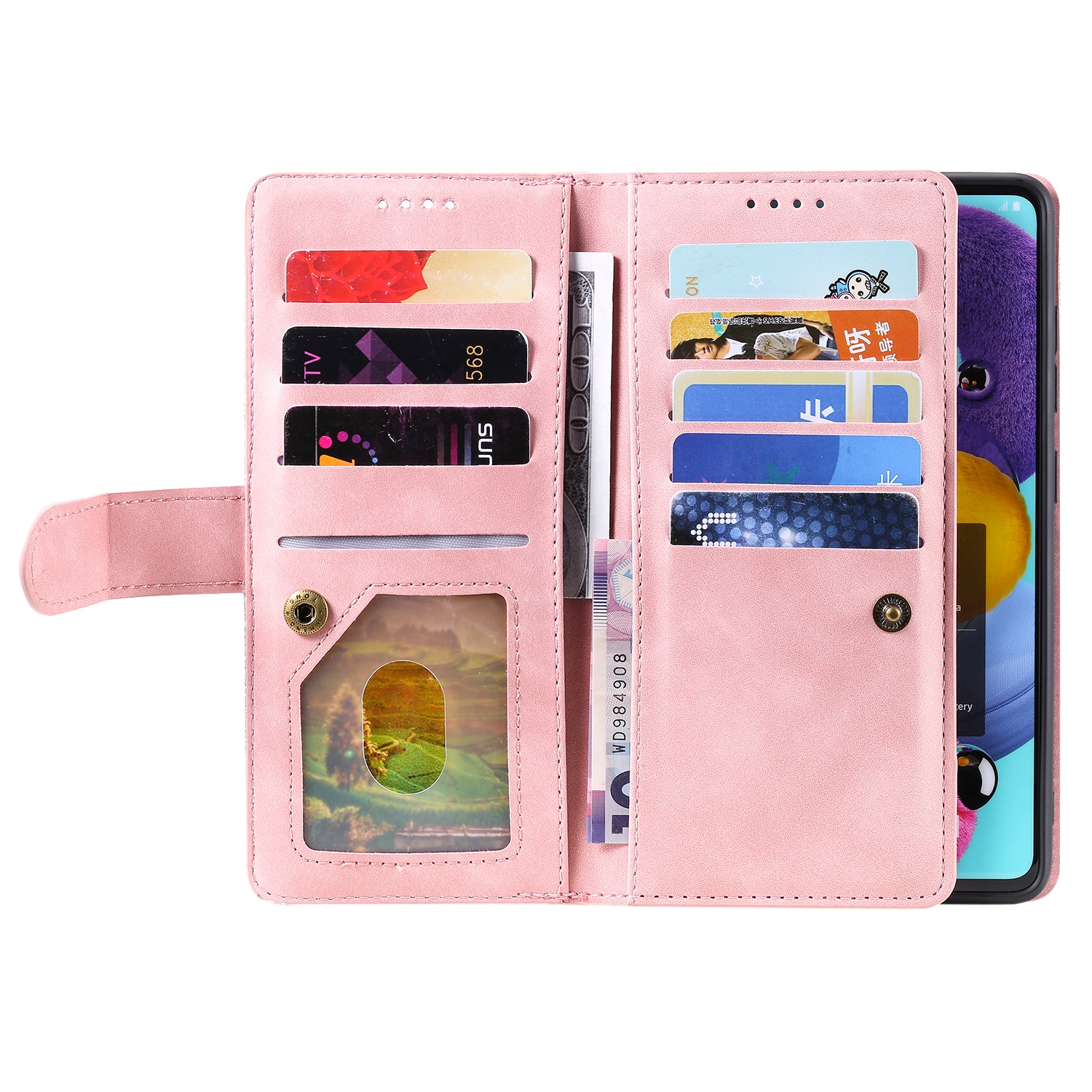 Zipper Pocket 9 Card Slots Leather Wallet Case for Samsung Galaxy S20 FE/S20 FE 5G/S20 Lite/S20 FE 2022 - Rose Gold