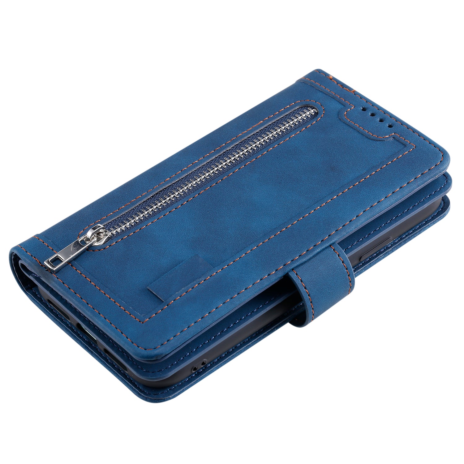 Zipper Pocket 9 Card Slots Leather Wallet Case for Samsung Galaxy S20 FE/S20 FE 5G/S20 Lite/S20 FE 2022 - Blue